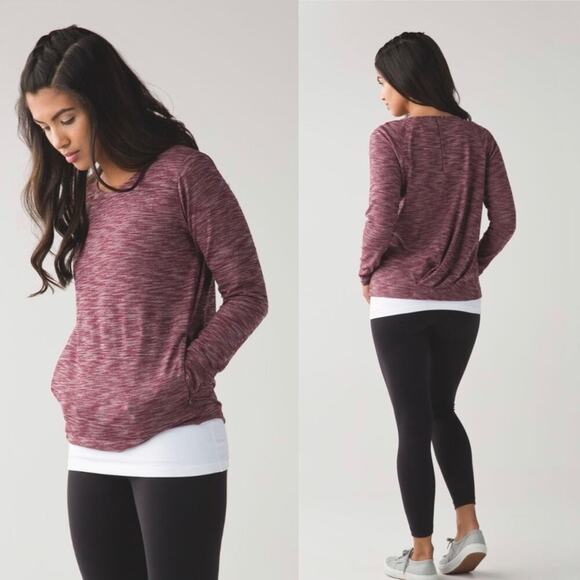 Lululemon &go city pullover top size 8‎ bordeux heather - Picture 1 of 4